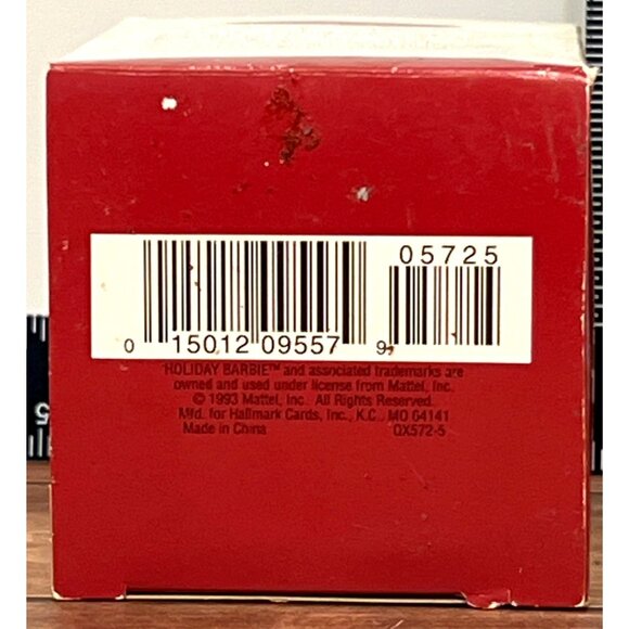 1993 HALLMARK KEEPSAKE HOLIDAY BARBIE ORNAMENT QX572-5 mattel RED DRESS BLONDE - Picture 3 of 9